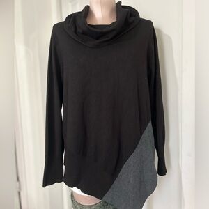 Chic Black and Gray Cowl Neck Sweater